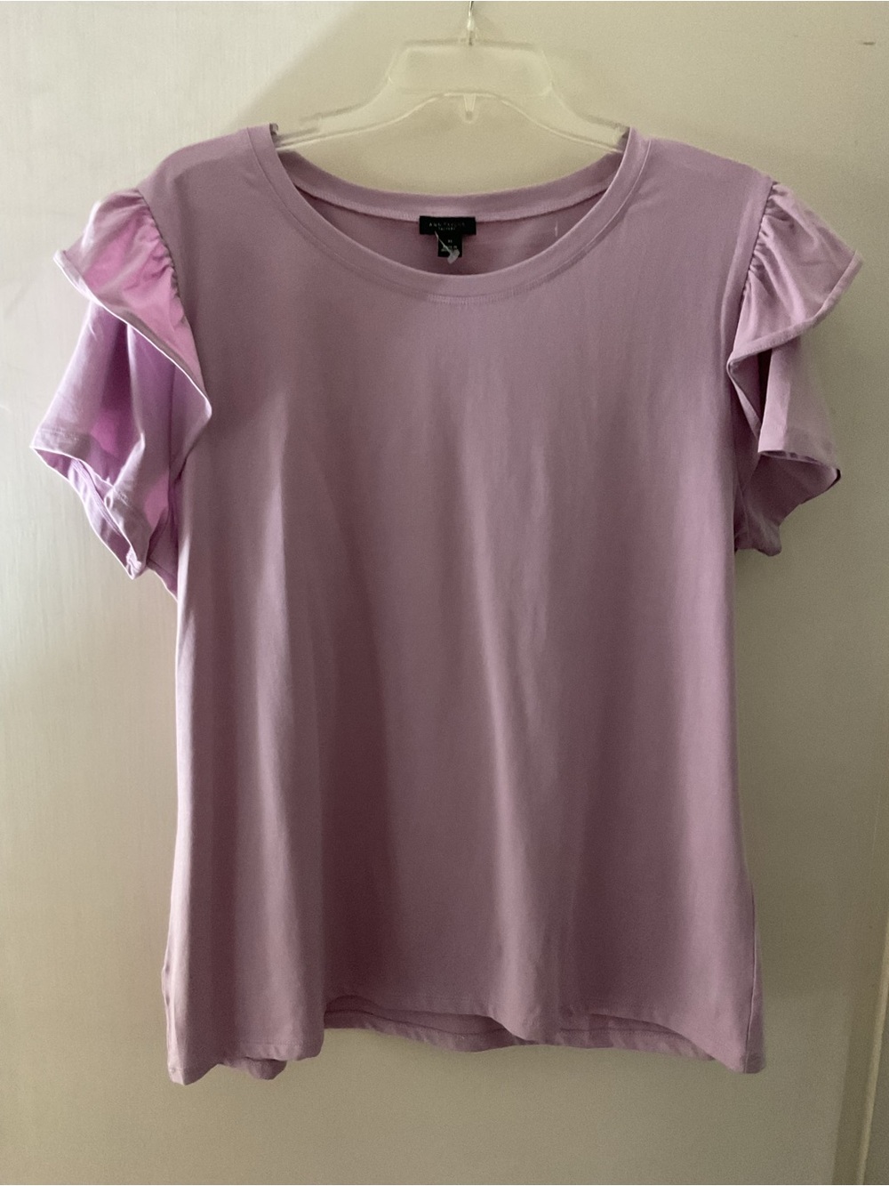 Ann Taylor Factory Lilac Ruffle Sleeve Short Sleeve Tee